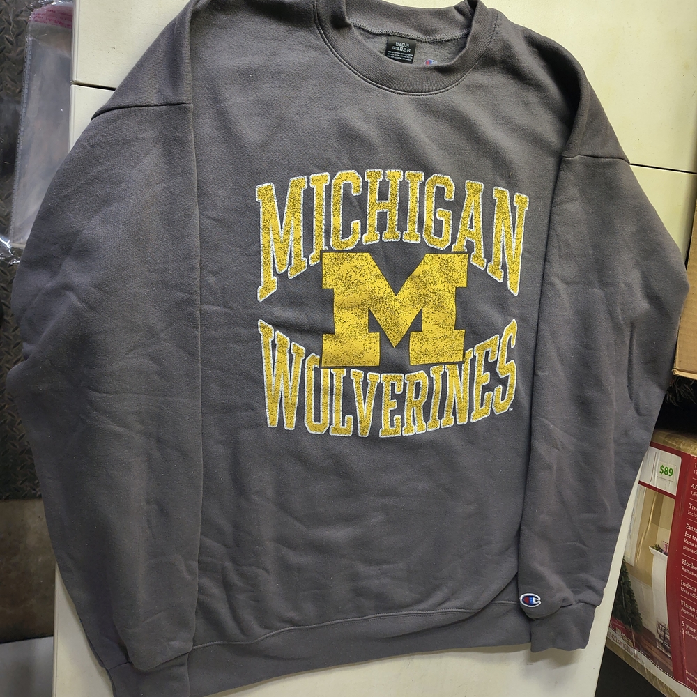 Champion Gray Michigan Wolverines Sweatshirt